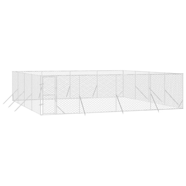 Canil de exterior 8x8x2 m aço galvanizado prateado M 3