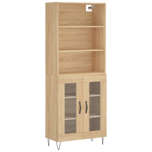 Aparador alto madera contrachapada color roble 69.5x34x180 cm H