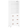 Aparador alto madera contrachapada blanco 69.5x34x180 cm 2