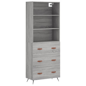 Aparador alto madera contrachapada gris sonoma 69.5x34x180 cm H