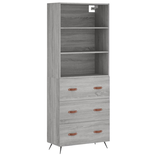 Aparador alto madera contrachapada gris sonoma 69.5x34x180 cm M 4