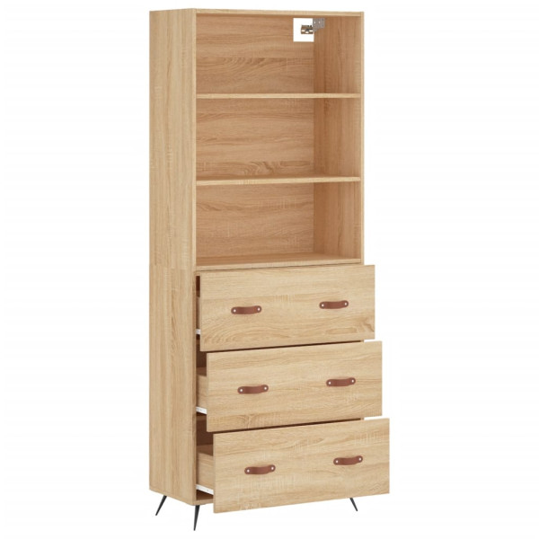 Aparador alto madera contrachapada color roble 69.5x34x180 cm M 4