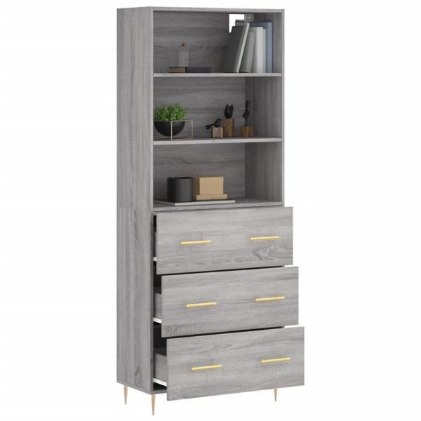 Aparador alto madera contrachapada gris sonoma 69.5x34x180 cm M 3