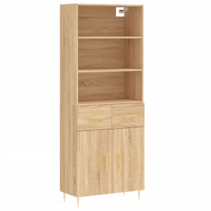 Aparador alto madera contrachapada color roble 69.5x34x180 cm H