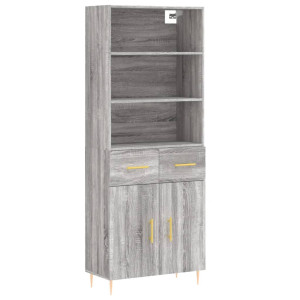 Aparador alto madera contrachapada gris sonoma 69.5x34x180 cm H