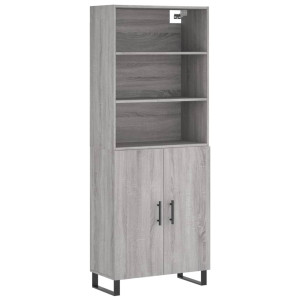 Aparador alto madera contrachapada gris sonoma 69.5x34x180 cm H