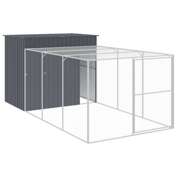 Caseta perros con corral acero galvanizado gris 214x457x181 cm M 2