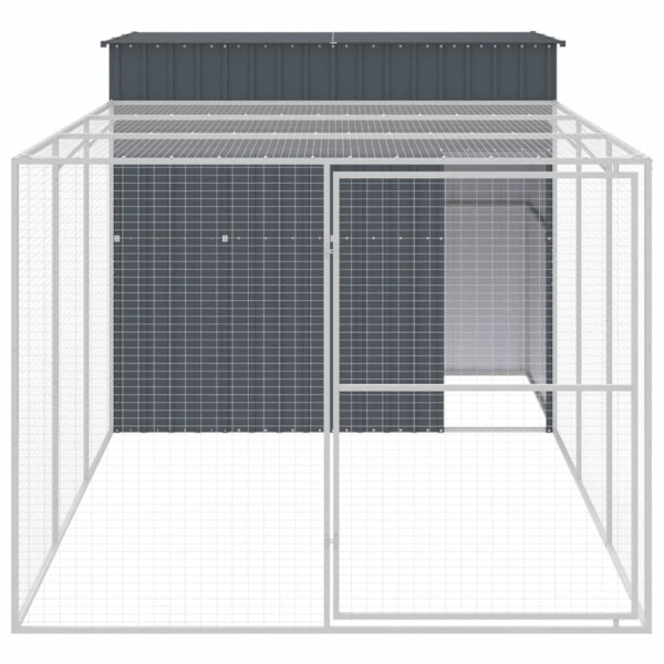 Caseta perros con corral acero galvanizado gris 214x457x181 cm M 3