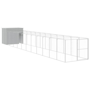 Casota cães c/ parque 214x1273x181 cm aço galvaniz. cinza-claro H