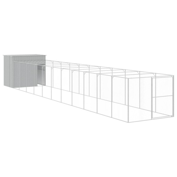 Casota cães c/ parque 214x1273x181 cm aço galvaniz. cinza-claro M 2