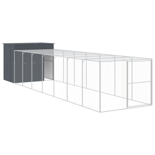 Caseta perros con corral acero galvanizado gris 214x865x181 cm M 2