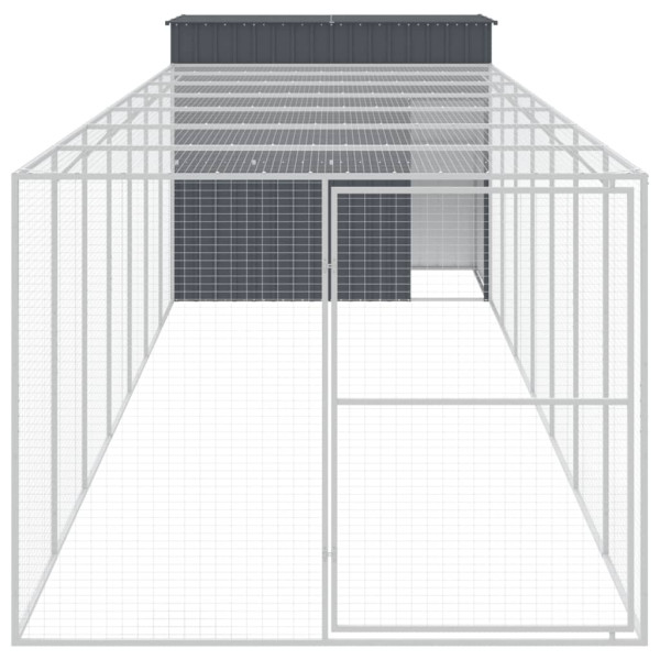 Caseta perros con corral acero galvanizado gris 214x865x181 cm M 3