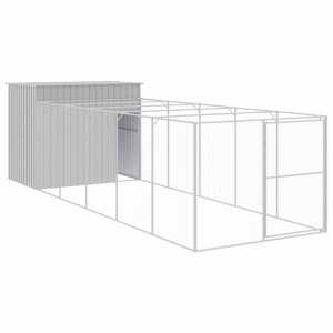 Casota cães c/ parque 214x661x181 cm aço galvaniz. cinza-claro H