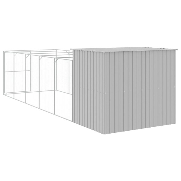Casota cães c/ parque 214x661x181 cm aço galvaniz. cinza-claro M 5