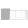 Casota cães c/ parque 214x457x181 cm aço galvaniz. cinza-claro 4