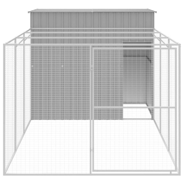 Casota cães c/ parque 214x457x181 cm aço galvaniz. cinza-claro M 3
