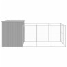 Casota cães c/ parque 214x457x181 cm aço galvaniz. cinza-claro 4