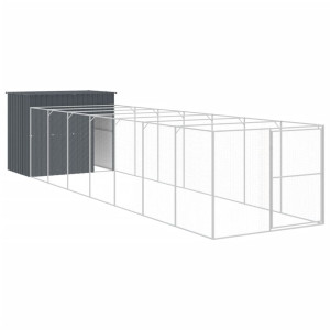 Casota p/ cães c/ parque 214x865x181 cm aço galvaniz. antracite H