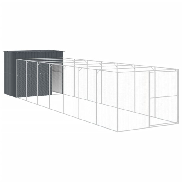 Caseta perros con corral acero galvanizado gris 214x865x181 cm M 2