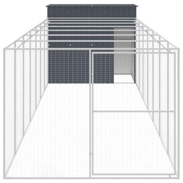 Caseta perros con corral acero galvanizado gris 214x865x181 cm M 3