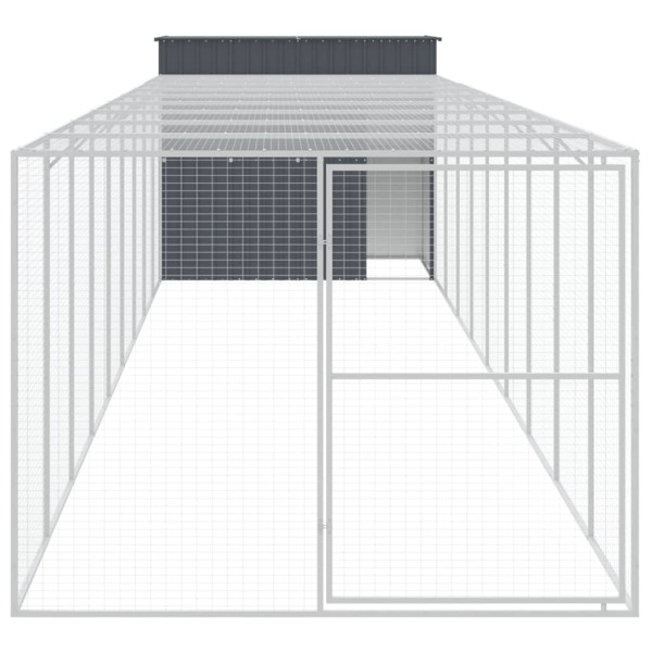 Caseta perros con corral acero galvanizado gris 214x1069x181 cm M 3