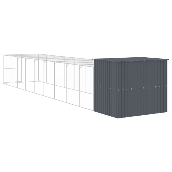 Caseta perros con corral acero galvanizado gris 214x1069x181 cm M 5