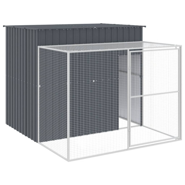 Casota p/ cães c/ parque 214x253x181 cm aço galvaniz. antracite M 2