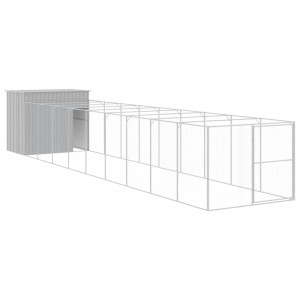 Casota cães c/ parque 214x1069x181 cm aço galvaniz. cinza-claro H