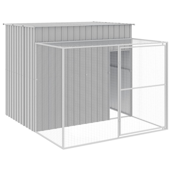 Casota cães c/ parque 214x253x181 cm aço galvaniz. cinza-claro M 2