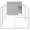Casota cães c/ parque 214x661x181 cm aço galvaniz. cinza-claro 3