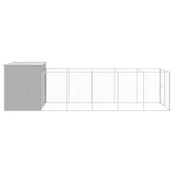 Casota cães c/ parque 214x661x181 cm aço galvaniz. cinza-claro M 4