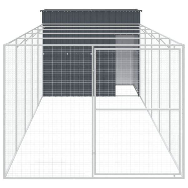 Caseta perros con corral acero galvanizado gris 214x661x181 cm M 3
