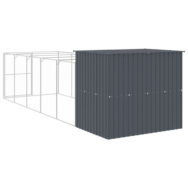 Caseta perros con corral acero galvanizado gris 214x661x181 cm M 5