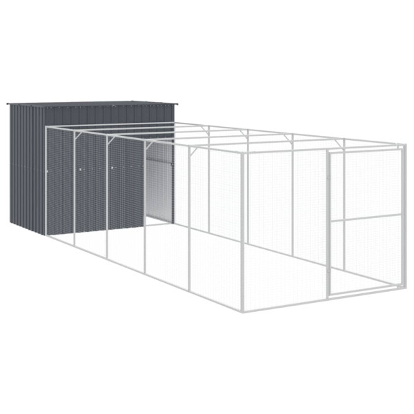 Casota p/ cães c/ parque 214x661x181 cm aço galvaniz. antracite M 2