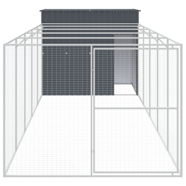Caseta perros con corral acero galvanizado gris 214x661x181 cm M 3