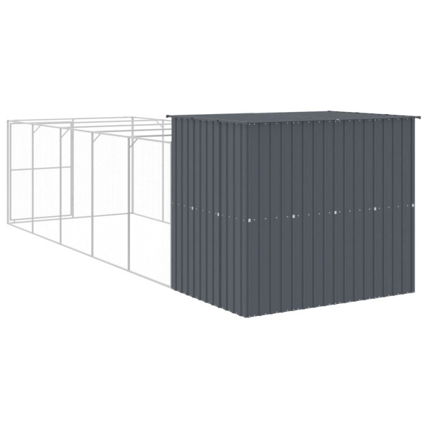 Caseta perros con corral acero galvanizado gris 214x661x181 cm M 5