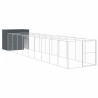 Caseta perros con corral acero galvanizado gris 214x1069x181 cm 2
