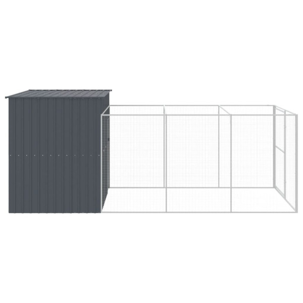 Caseta perros con corral acero galvanizado gris 214x457x181 cm M 4