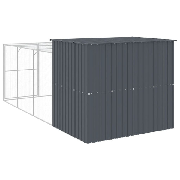 Caseta perros con corral acero galvanizado gris 214x457x181 cm M 5