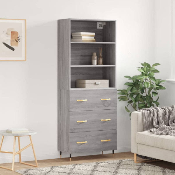 Aparador alto madera contrachapada gris sonoma 69.5x34x180 cm D