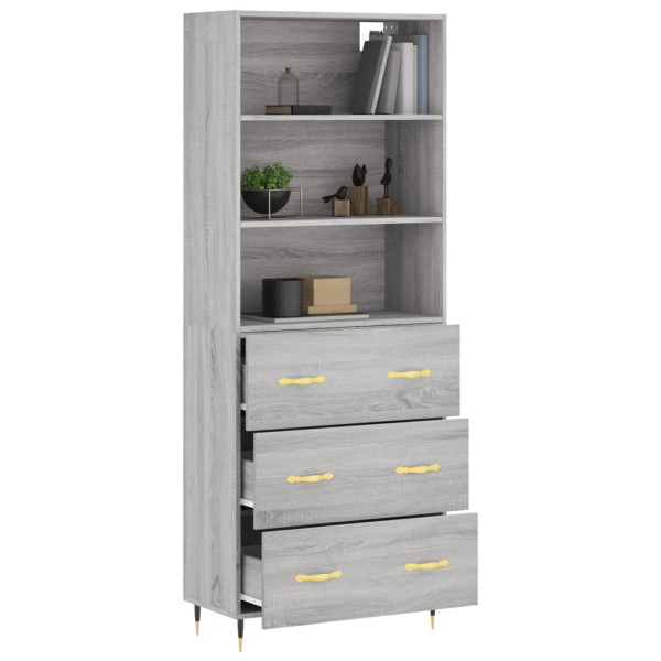 Aparador alto madera contrachapada gris sonoma 69.5x34x180 cm M 3
