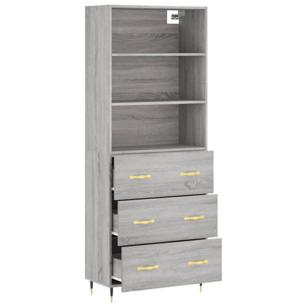 Aparador alto madera contrachapada gris sonoma 69.5x34x180 cm M 4