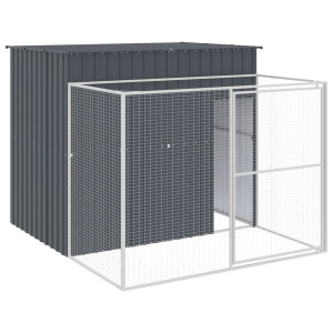 Casota p/ cães c/ parque 214x253x181 cm aço galvaniz. antracite H