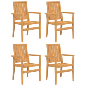 Cadeiras de jardim empilháveis 4 pcs 56.5x57.5x91cm teca maciça H