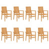 Cadeiras de jardim empilháveis 8 pcs 56.5x57.5x91cm teca maciça 2