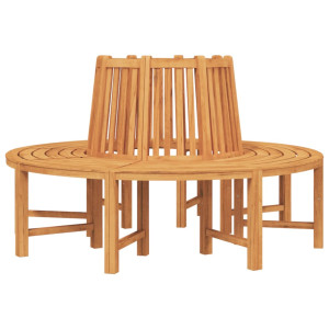 Bancos de árbol semicirculares 2 uds madera maciza teca Ø160 cm H