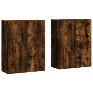 Armarios de pared 2 unidades roble ahumado 69.5x34x90 cm H