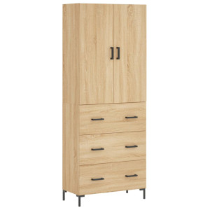 Aparador alto madera contrachapada color roble 69.5x34x180 cm H