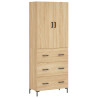 Aparador alto madera contrachapada color roble 69.5x34x180 cm 2