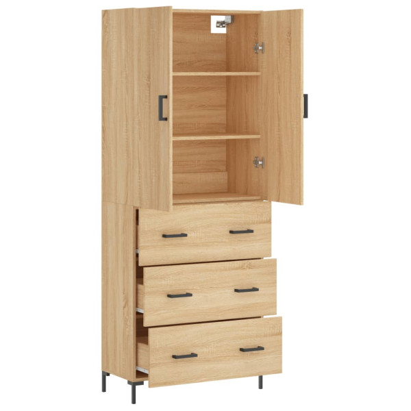 Aparador alto madera contrachapada color roble 69.5x34x180 cm M 4